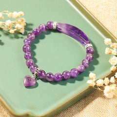 Natural Quartz Love Heart Healing Beads Bracelet