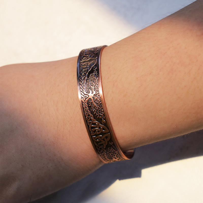 Lucky Tree Of Life Balance Magnetic Adjustable Cuff Bracelet Bangle
