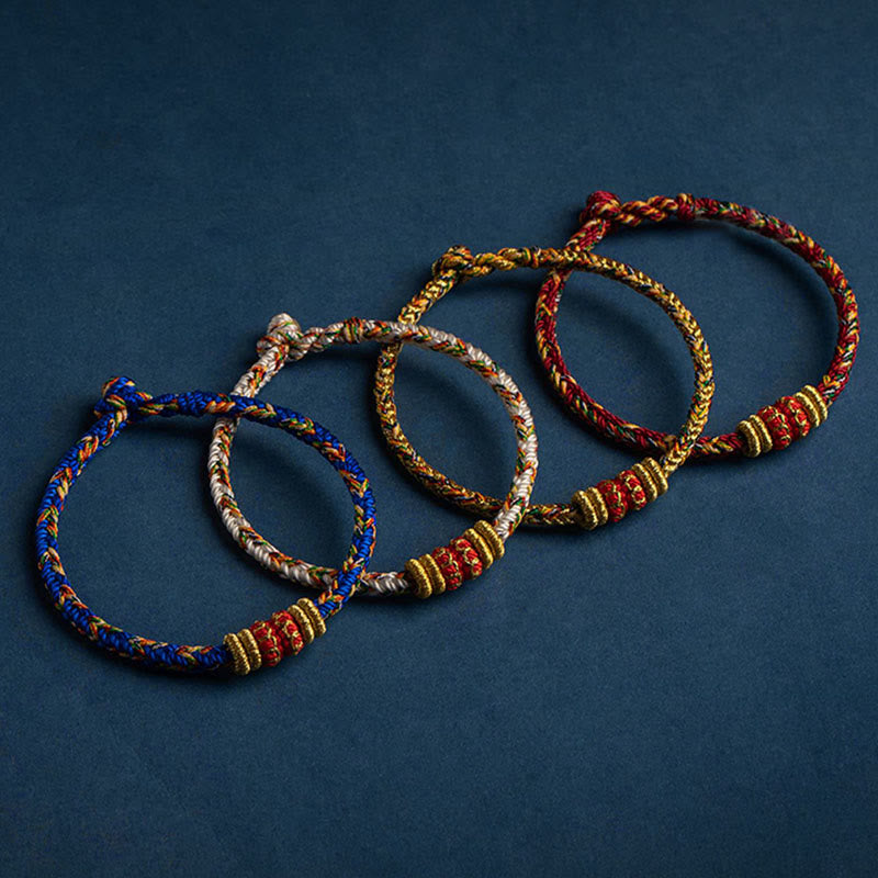 Tibet Handmade Chinese Zodiac Natal Buddha Luck Strength Braided String Bracelet
