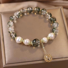 Natural Green Phantom Quartz Crystal Clear Round Beads