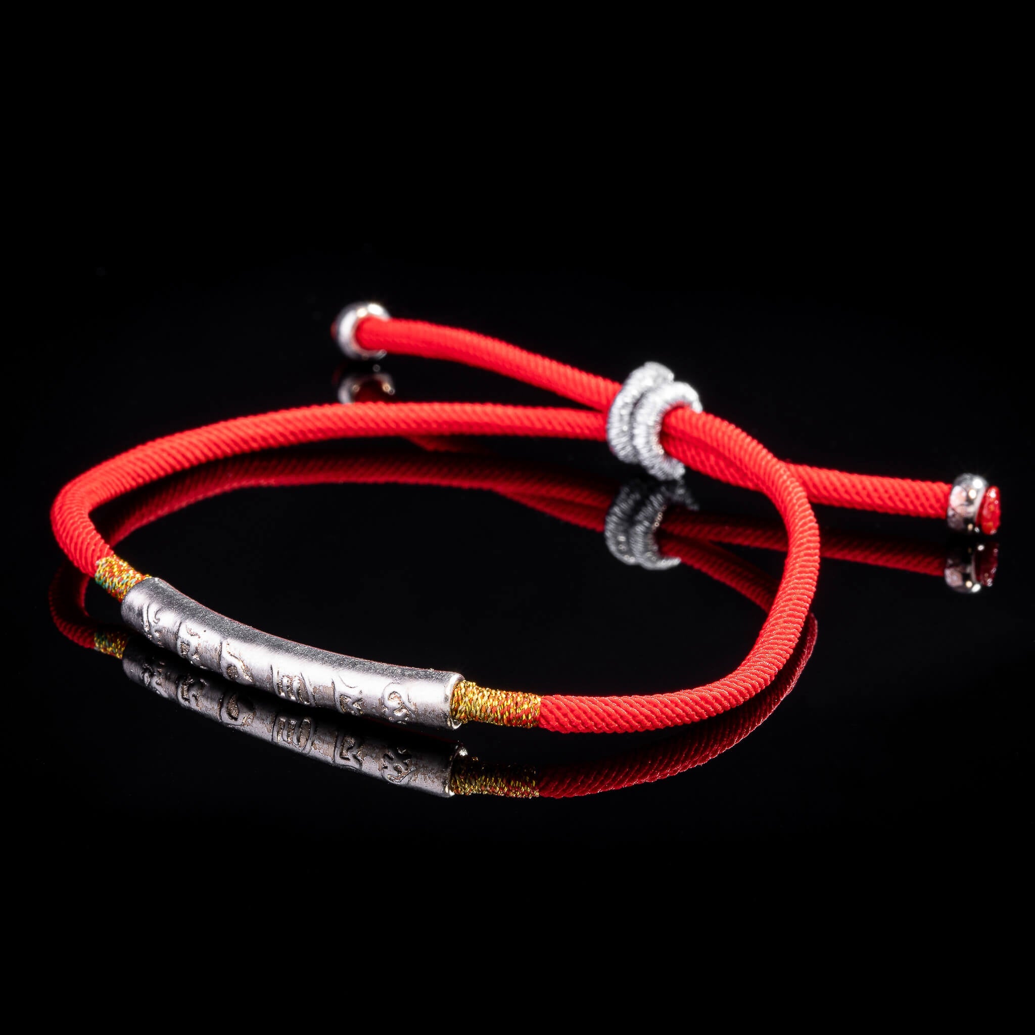 Tibetan Red String Bracelet With Om Mani Padme Hum