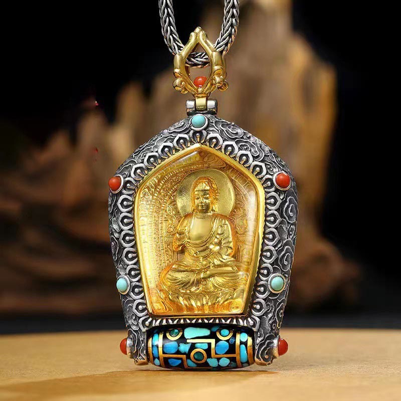 Sheep coat tibet zodiac tangka pendant with ozi beads