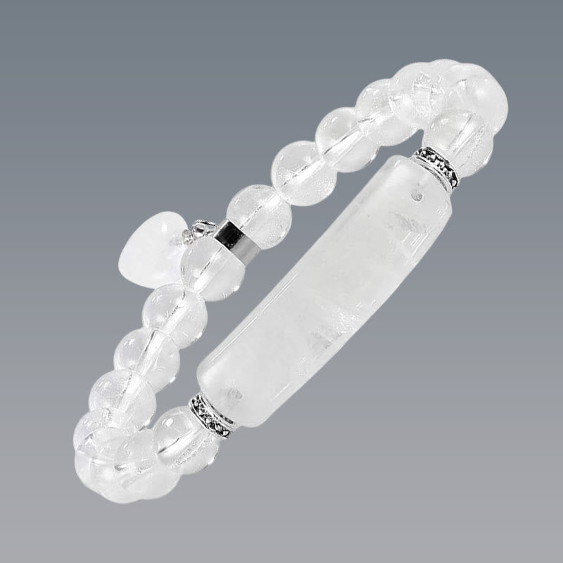 Natural Quartz Love Heart Healing Beads Bracelet