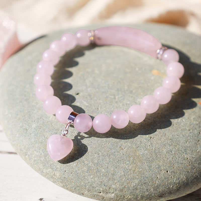 Natural Quartz Love Heart Healing Beads Bracelet