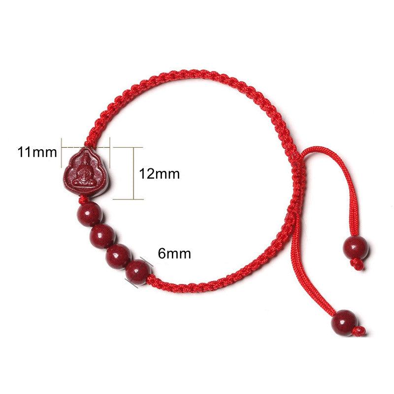 Laughing Buddha Avalokitesvara Cinnabar Blessing String Bracelet