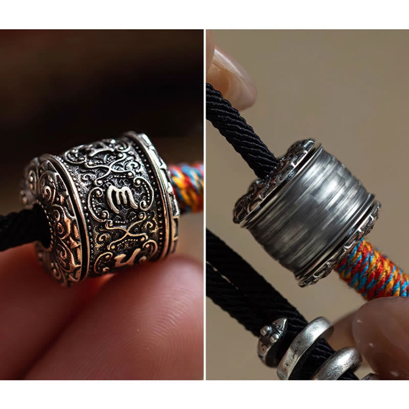 Tibetan Om Mani Padme Hum Carved Amulet Double Wrap Bracelet