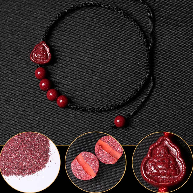Laughing Buddha Avalokitesvara Cinnabar Blessing String Bracelet