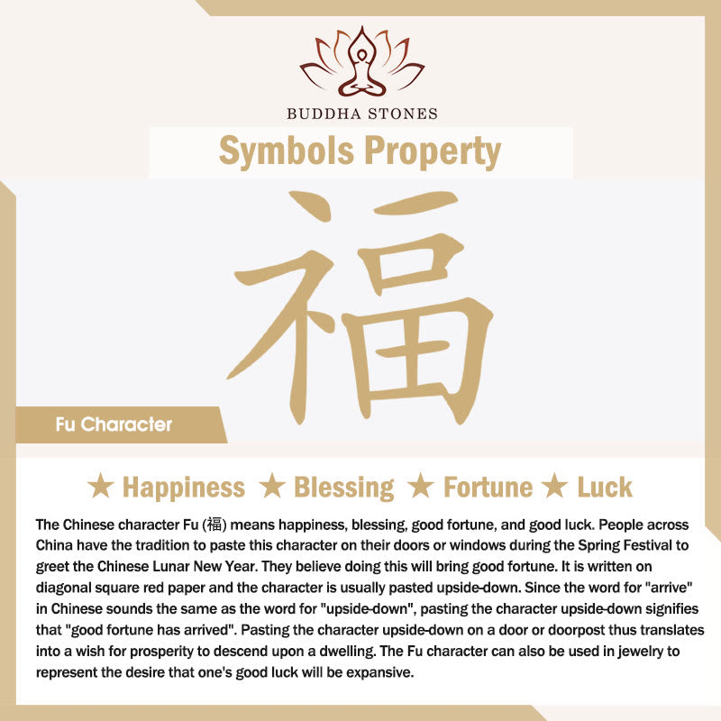 925 Sterling Silver Fu Character Blessing Handmade Braided Bracelet