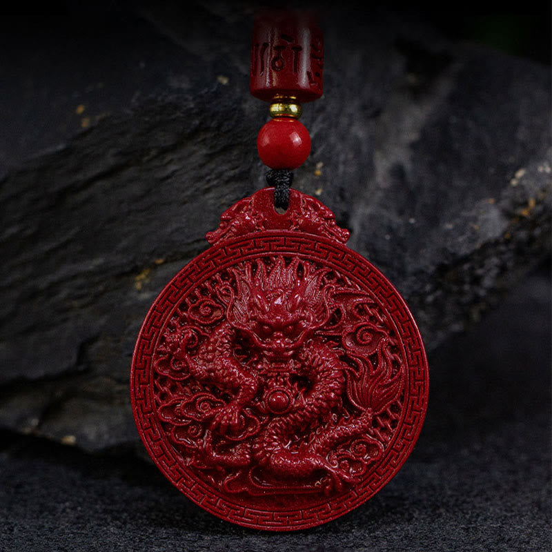 Dragon Natural Cinnabar Dragon Protection Necklace Pendant