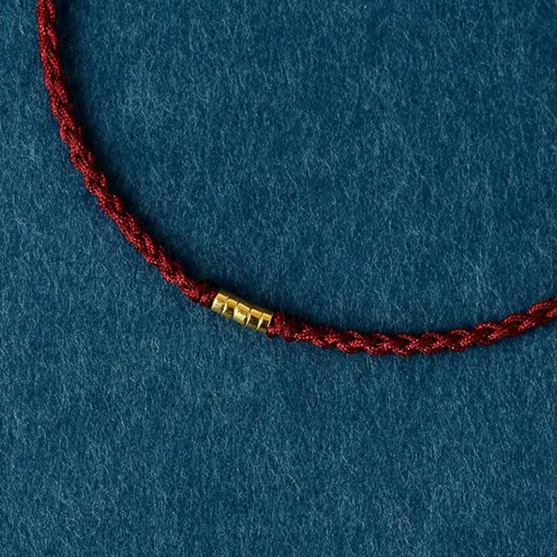 925 Sterling Silver Lucky Golden Bead Braided String Bracelet Anklet