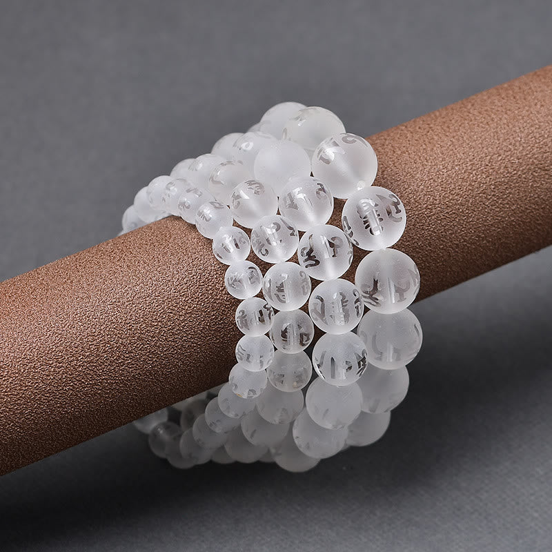 Mantra Onyx white quartz Stone Beaded Bracelet 