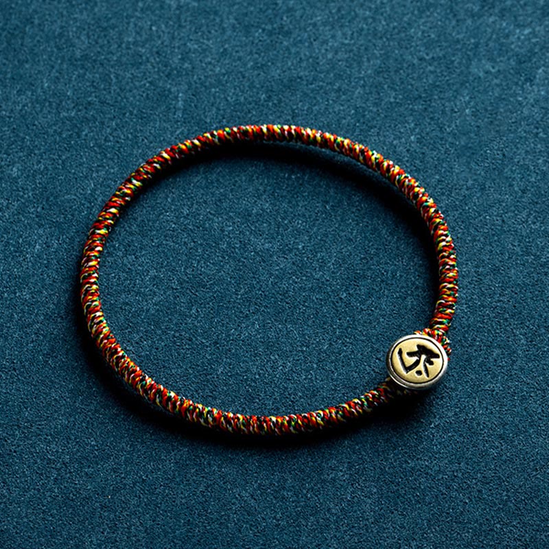 Handmade 925 Sterling Silver Chinese Zodiac Natal Buddha Protection Colorful Rope Bracelet