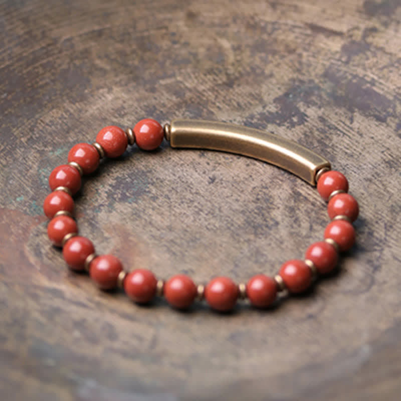 Red Jasper Moss Agate Black Obsidian Crystal Copper Peace Couple Bracelet