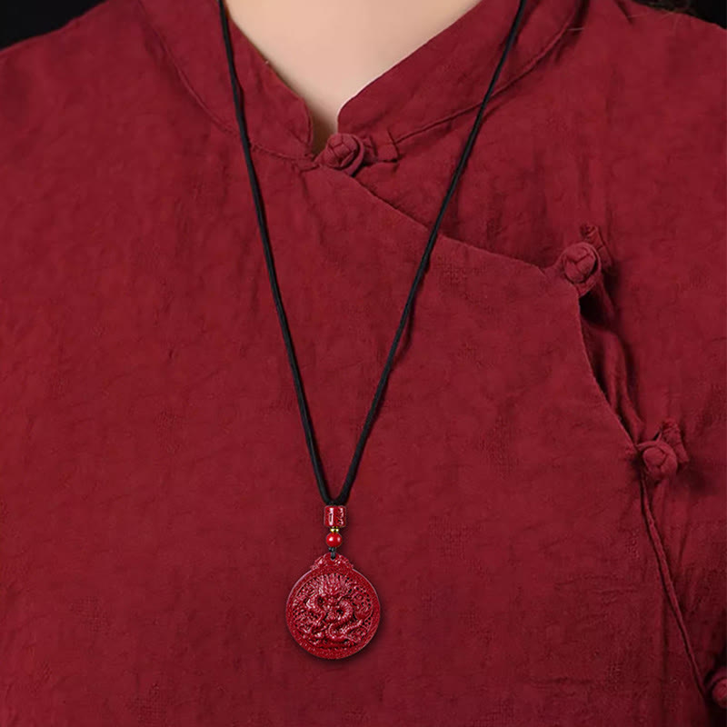 Dragon Natural Cinnabar Dragon Protection Necklace Pendant