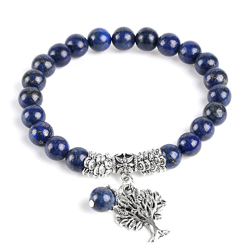 Natural Gemstone Tree of Life Lucky Charm Stretch Bracelet