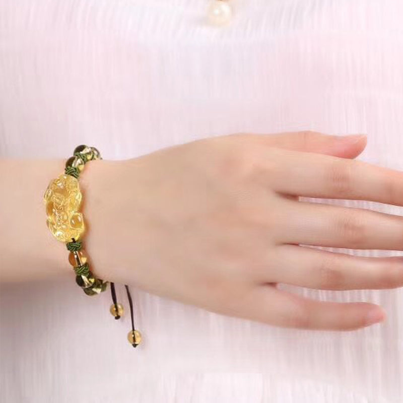 Natural Citrine Pixiu Wealth Protection Bracelet