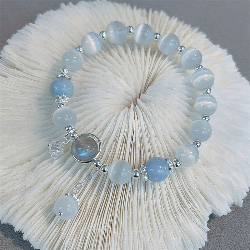 Gorgeous blue Cat's Eye Natural Gemstone bracelet