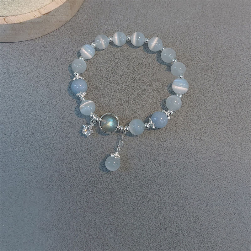  blue Cat Eye Round Beaded Stretch Healing bracelet