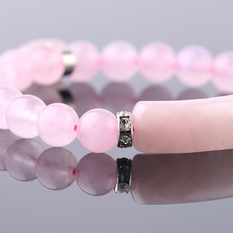 Natural Quartz Love Heart Healing Beads Bracelet