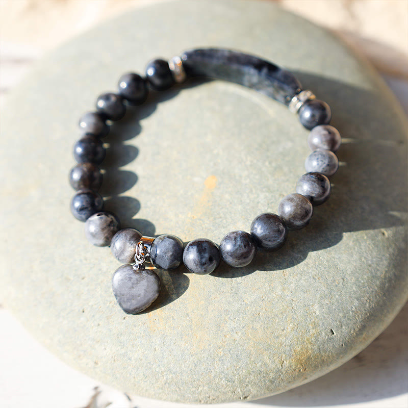 Natural Quartz Love Heart Healing Beads Bracelet
