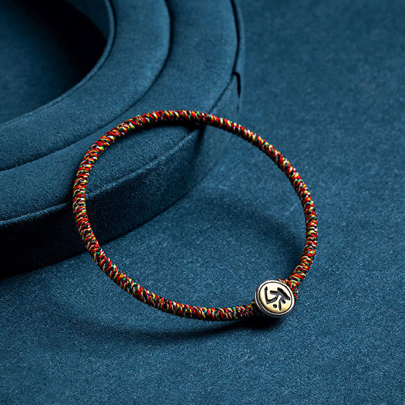 Handmade 925 Sterling Silver Chinese Zodiac Natal Buddha Protection Colorful Rope Bracelet
