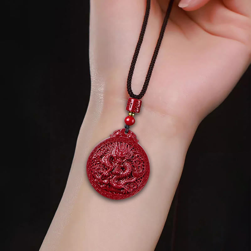 Dragon Natural Cinnabar Dragon Protection Necklace Pendant