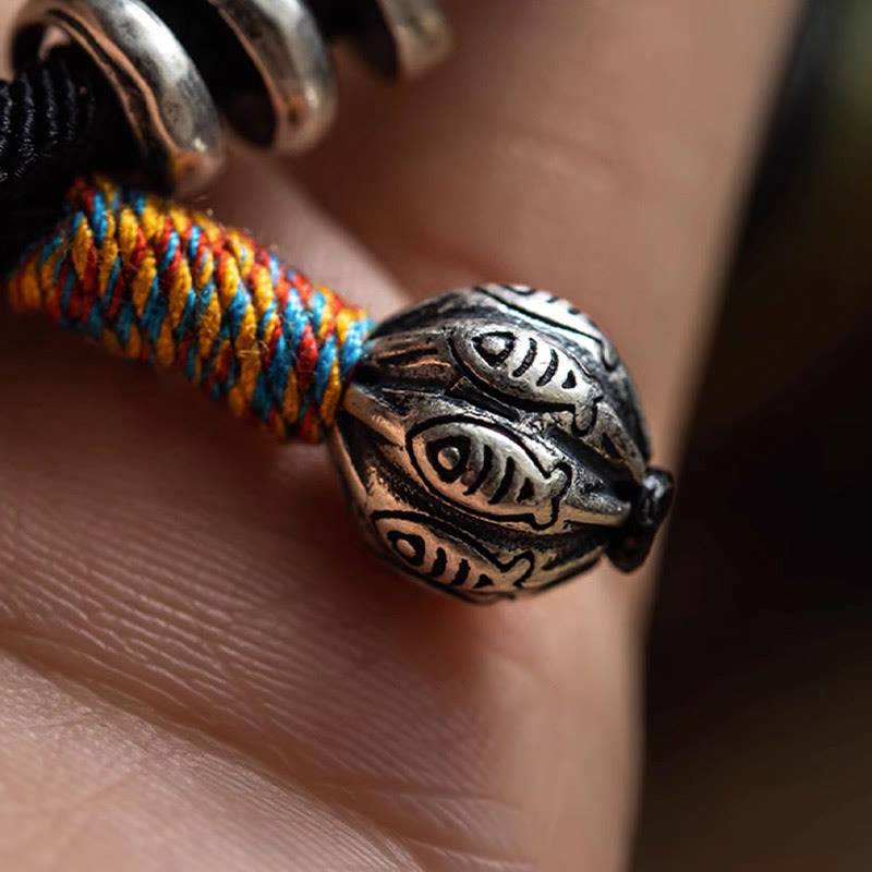 Tibetan Om Mani Padme Hum Carved Amulet Double Wrap Bracelet
