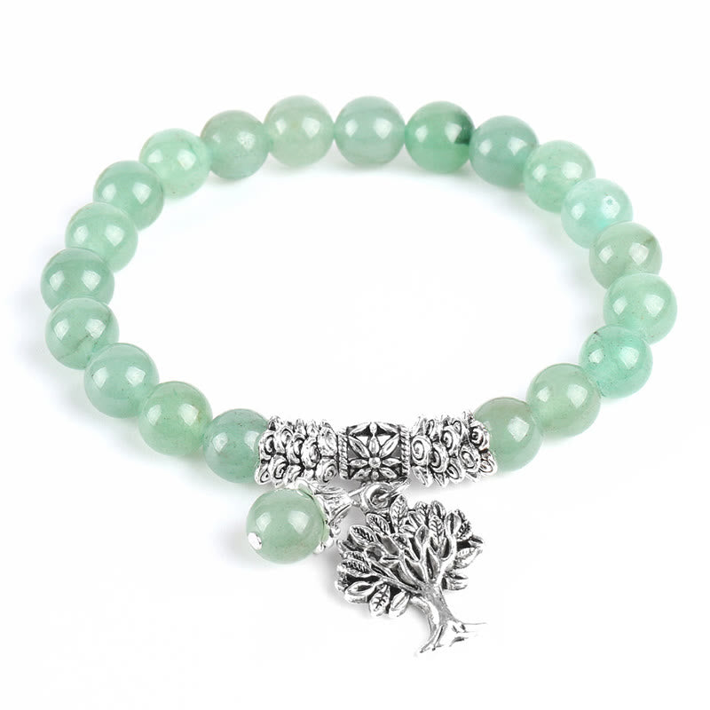 Natural Gemstone Tree of Life Lucky Charm Stretch Bracelet