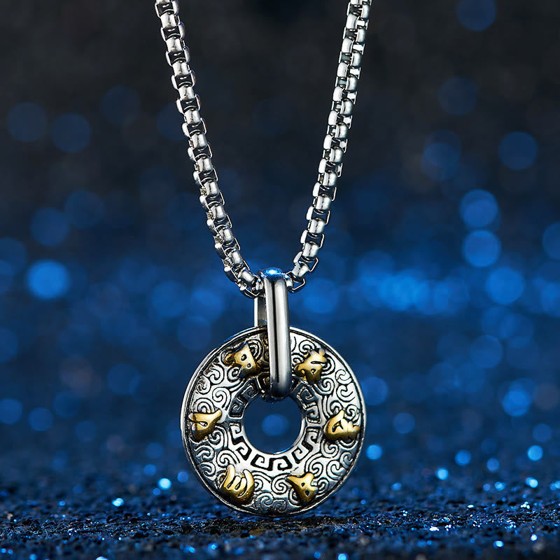 Tibetan Om Mani Padme Hum Peace Buckle Creativity Necklace Pendant