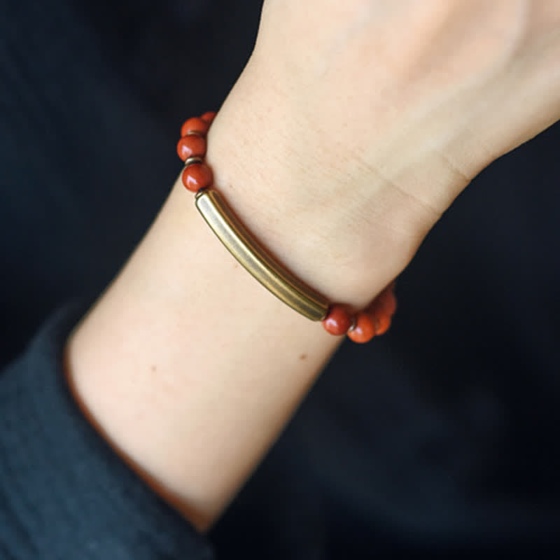 Red Jasper Moss Agate Black Obsidian Crystal Copper Peace Couple Bracelet