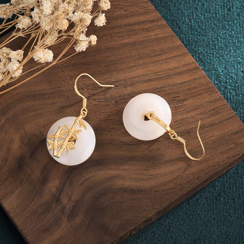 FengShui White Jade Fortune Earrings