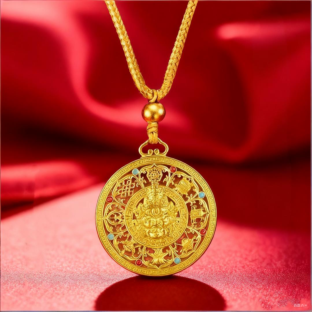 Golden Wealth Mandalas Keychain for Good Luck & Prosperity