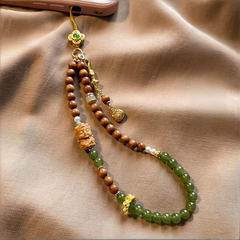 Chalcedon &amp; Sandelholz Handyanhänger Fu Bag Armband