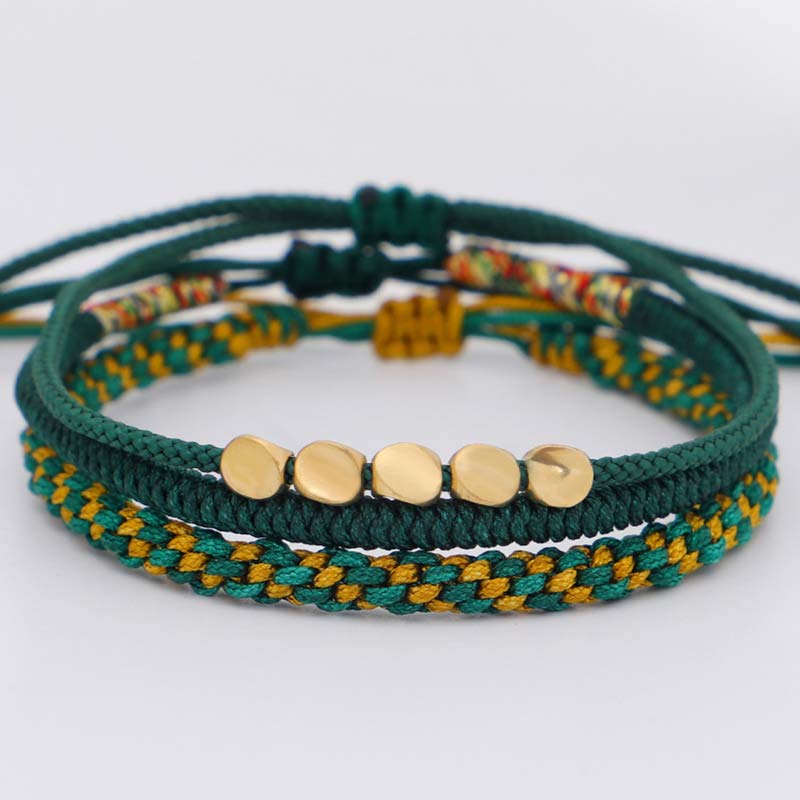 3 PCS Tibetan Copper Beads Healing Protection Luck Bracelet Set