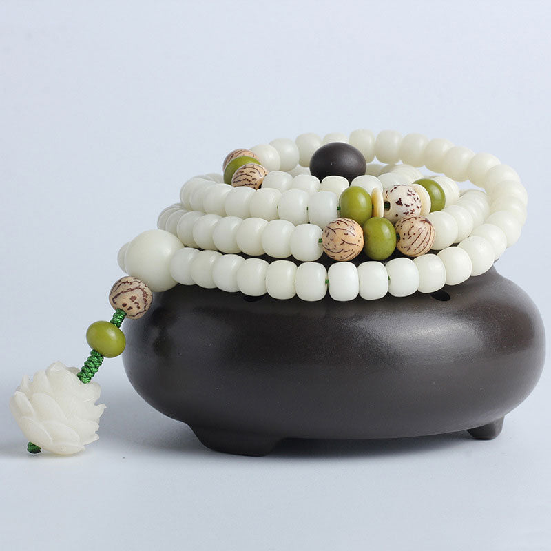 Jade Bodhi Lotus Mala Harmony Necklace Bracelet