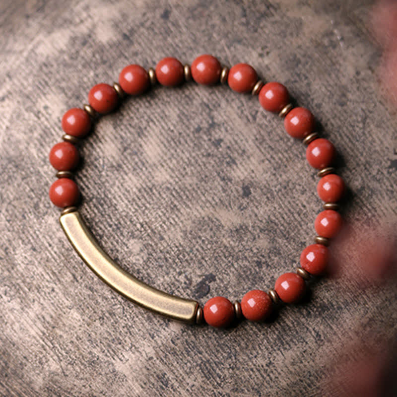 Red Jasper Moss Agate Black Obsidian Crystal Copper Peace Couple Bracelet