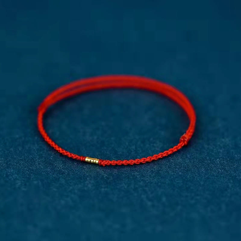 925 Sterling Silver Lucky Golden Bead Braided String Bracelet Anklet
