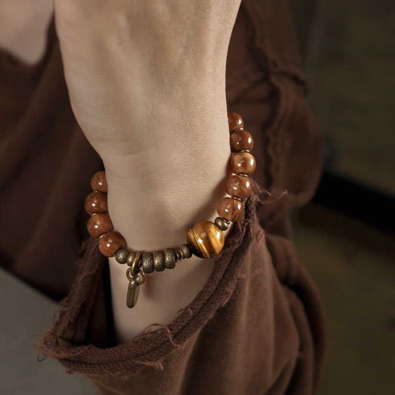 Kuka Seed Tiger Eye Gold Sheen Obsidian Copper Wealth Luck Bracelet