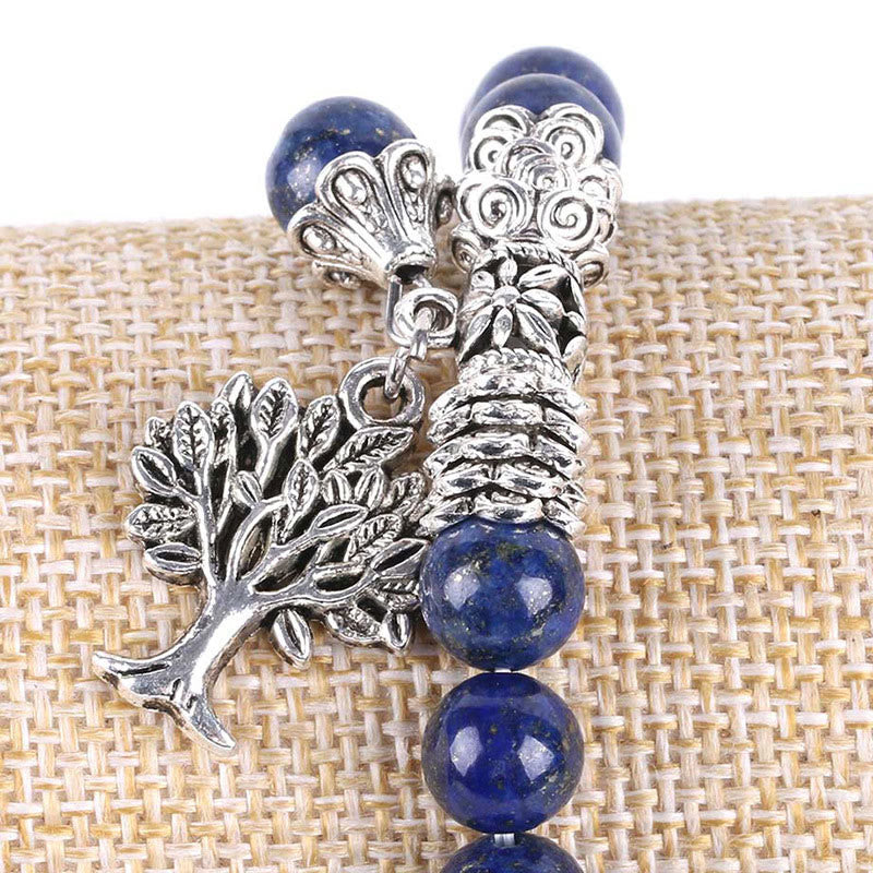 Natural Gemstone Tree of Life Lucky Charm Stretch Bracelet