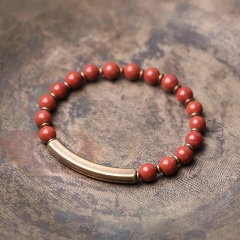 Red Jasper Moss Agate Black Obsidian Crystal Copper Peace Couple Bracelet