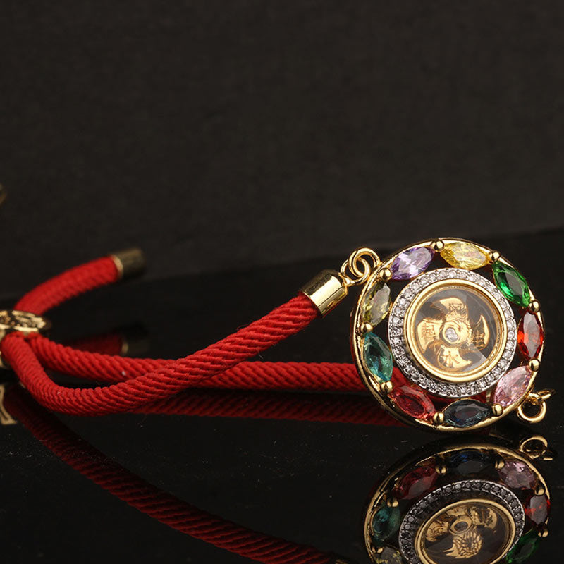 Colorful Zircon Copper Wealth Luck Rotation Bracelet Necklace Pendant