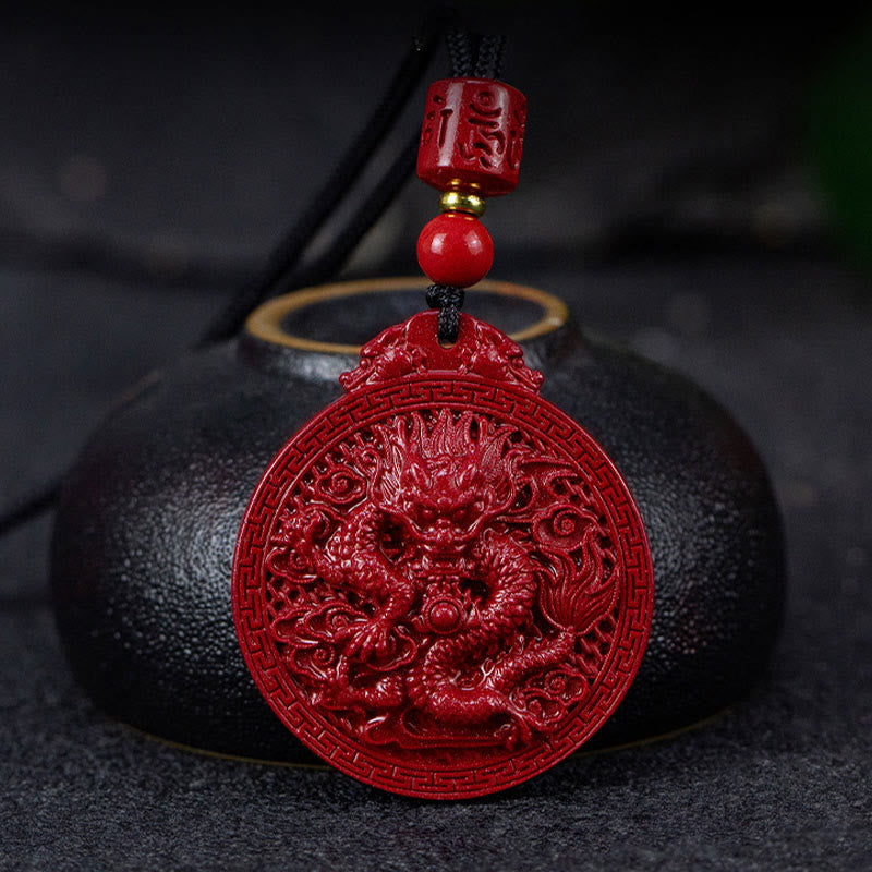 Dragon Natural Cinnabar Dragon Protection Necklace Pendant