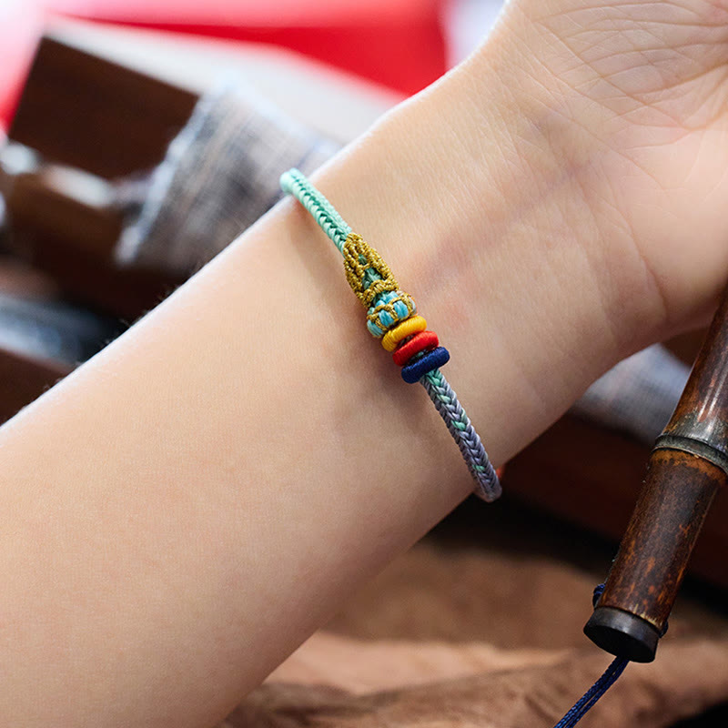 Colorful Rope Eight Thread Peace Knot Luck Handmade Bracelet