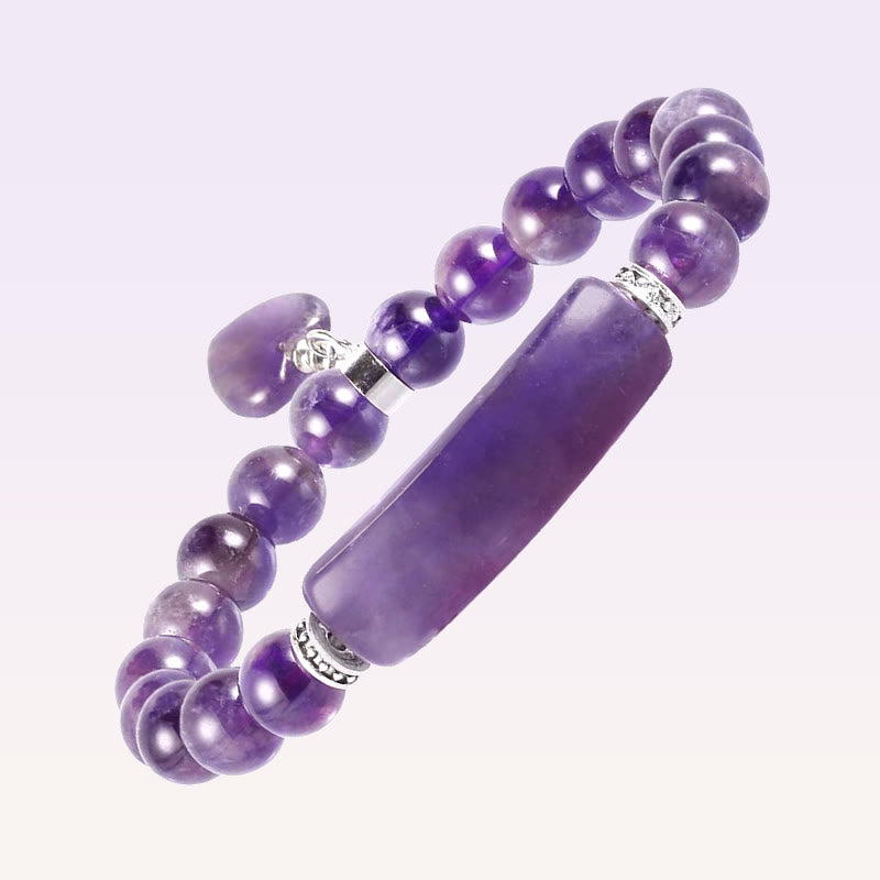 Natural Quartz Love Heart Healing Beads Bracelet