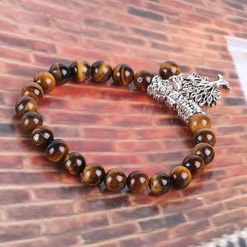 Natural Gemstone Tree of Life Lucky Charm Stretch Bracelet