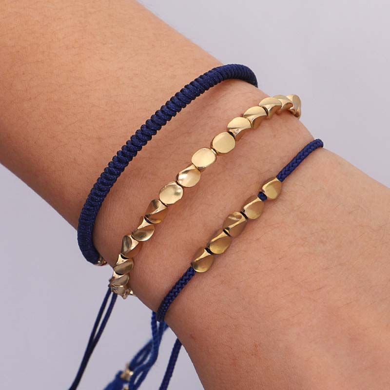 3 PCS Tibetan Copper Beads Healing Protection Luck Bracelet Set