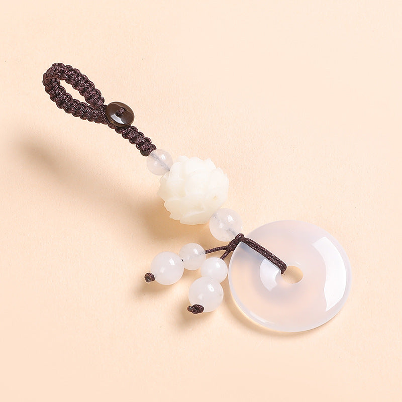 Agate Chalcedony Safety Knot Keychain, Unisex Car Keyring Creative Gift