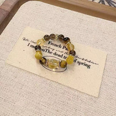 Feng Shui Yellow Citrine Gold Tiger Eye Ring for Abundance, Protection & Prosperity - Elegant Gemstone Jewelry