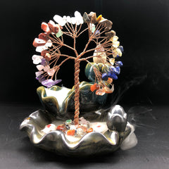 Wealth-Attracting Crystal Tree with Incense Burner, Home Decor Gift