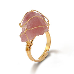 Natural Raw Citrine Wire Wrapped Ring, Chunky Irregular Gemstone Healing Statement Jewelry